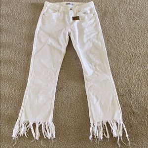 white frill bottom jeans from Zara basic denim